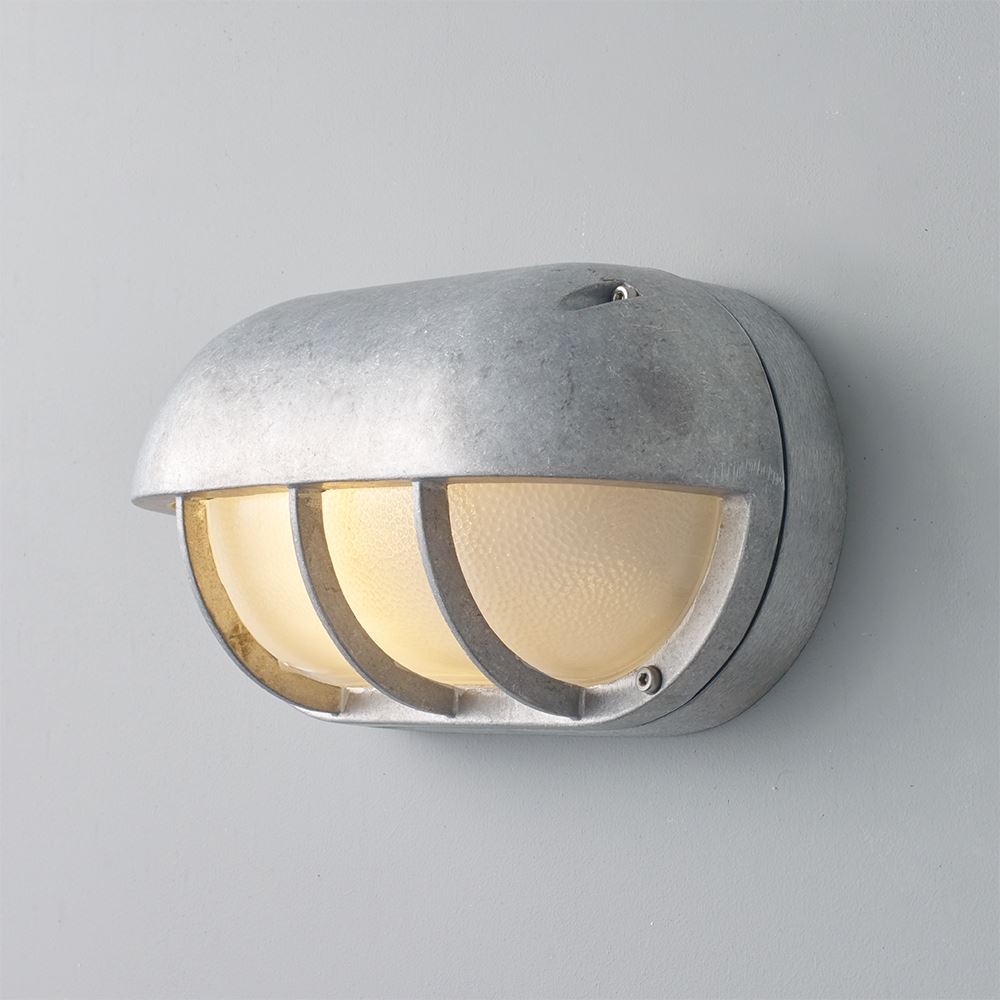 Davey Oval Aluminium Bulkheads With Eyelid Wall Lighting Silver