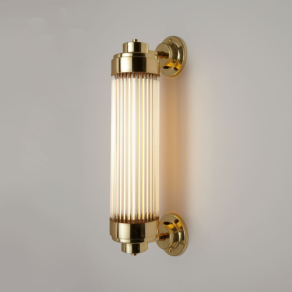 Pillar Offset Wall Light Suitable For Bathrooms Polished Brass