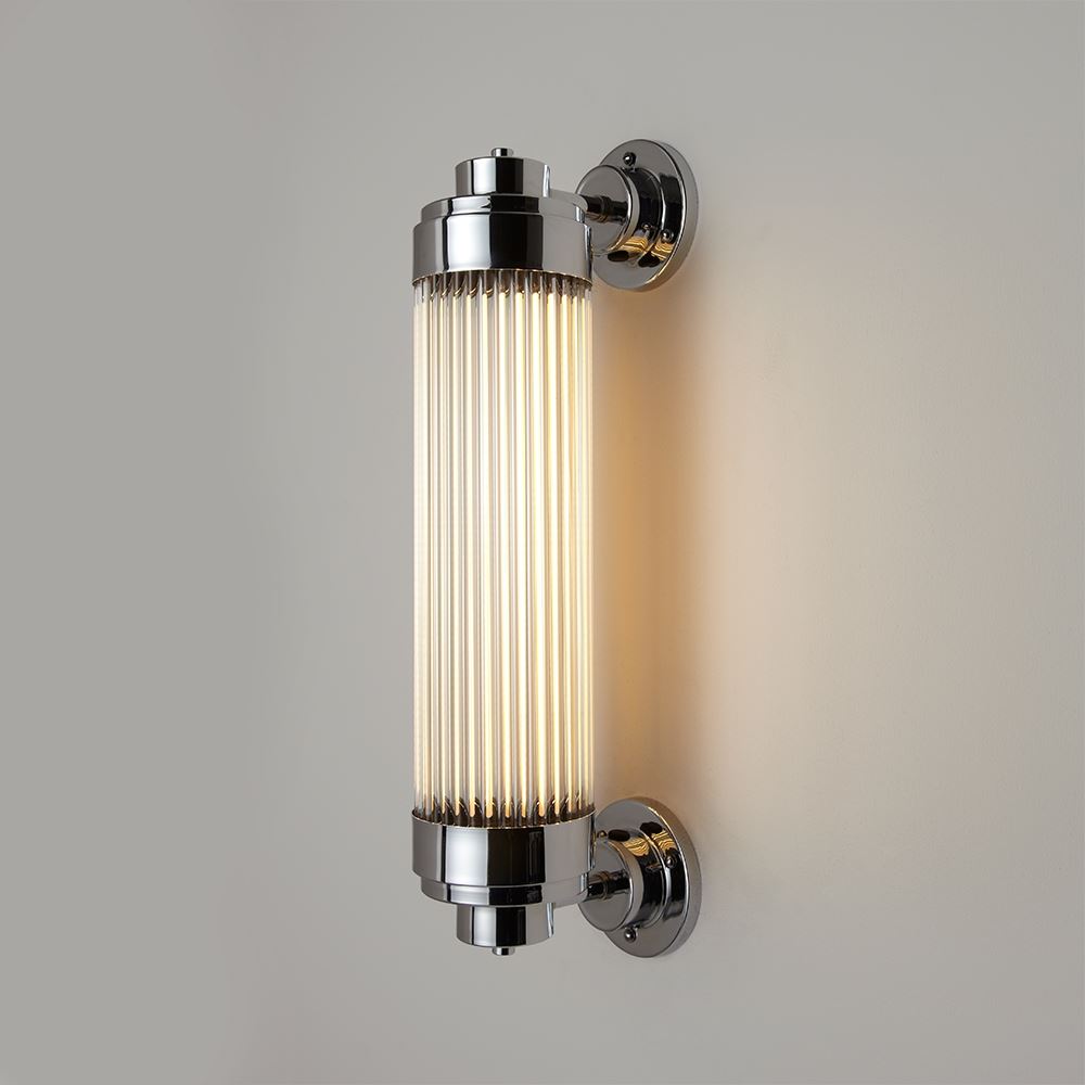 Pillar Offset Wall Light Suitable For Bathrooms Chrome Plated