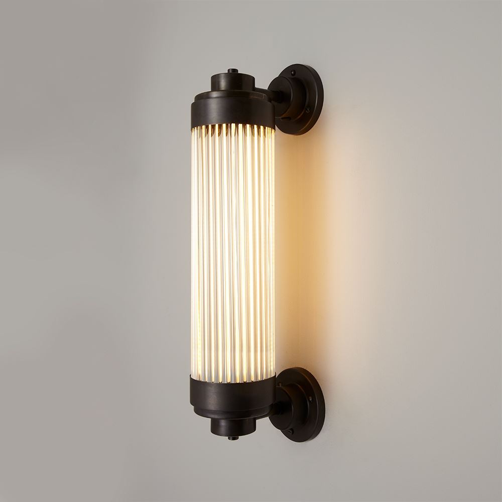 Pillar Offset Wall Light Suitable For Bathrooms Weathered Brass