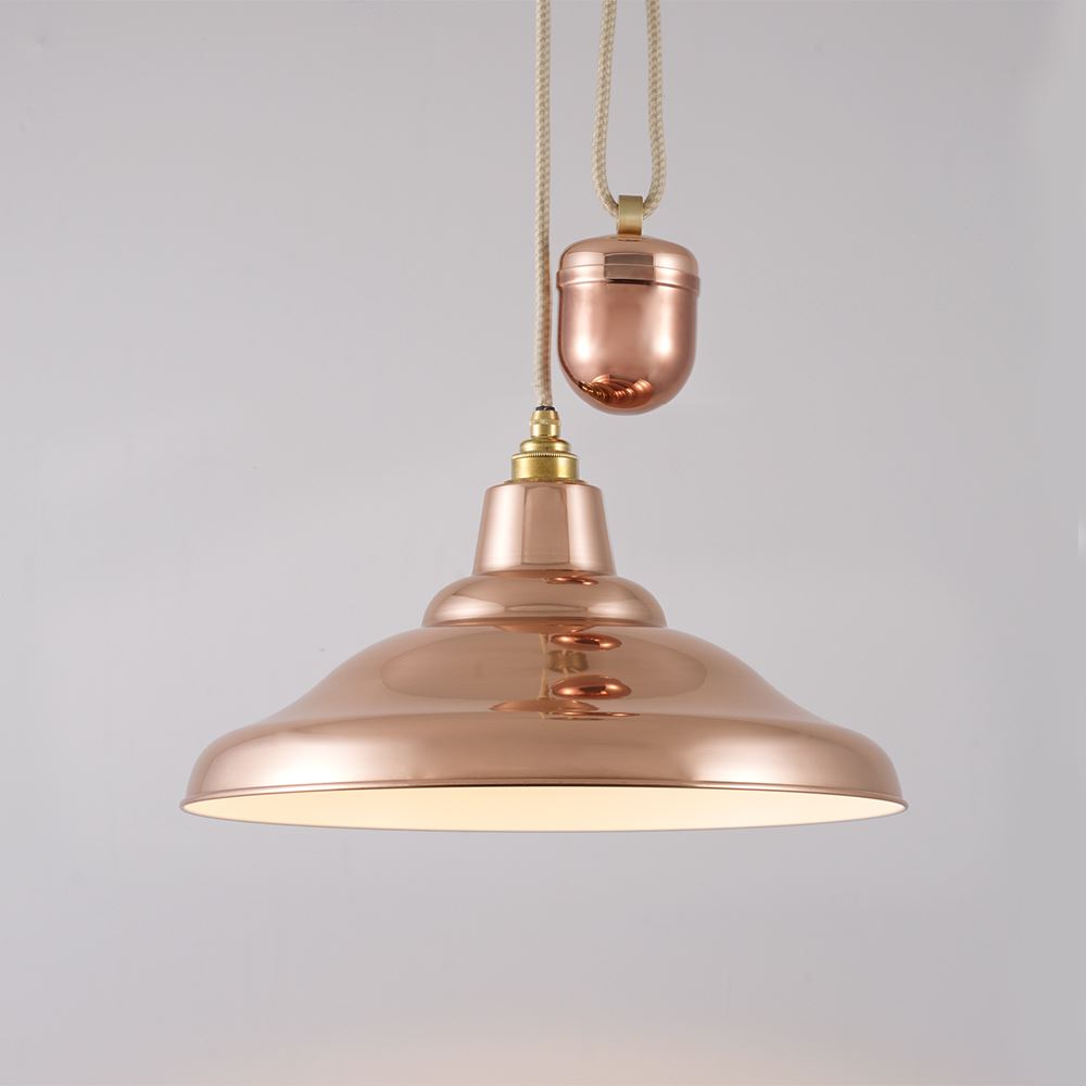 Davey Rise Fall School Pendant Polished Copper Designer Pendant Lighting