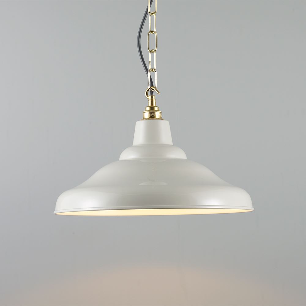 Davey School Spun Pendant Exterior Putty Grey White Interior Grey Designer Pendant Lighting