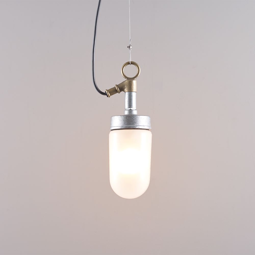 Davey Well Glass Pendant Galvanised Frosted Glass Silver Designer Pendant Lighting