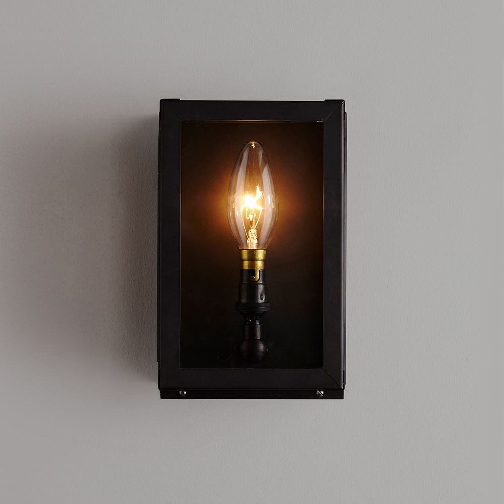 Box Wall Light Internally Glazed Miniature Weathered Brass Clear
