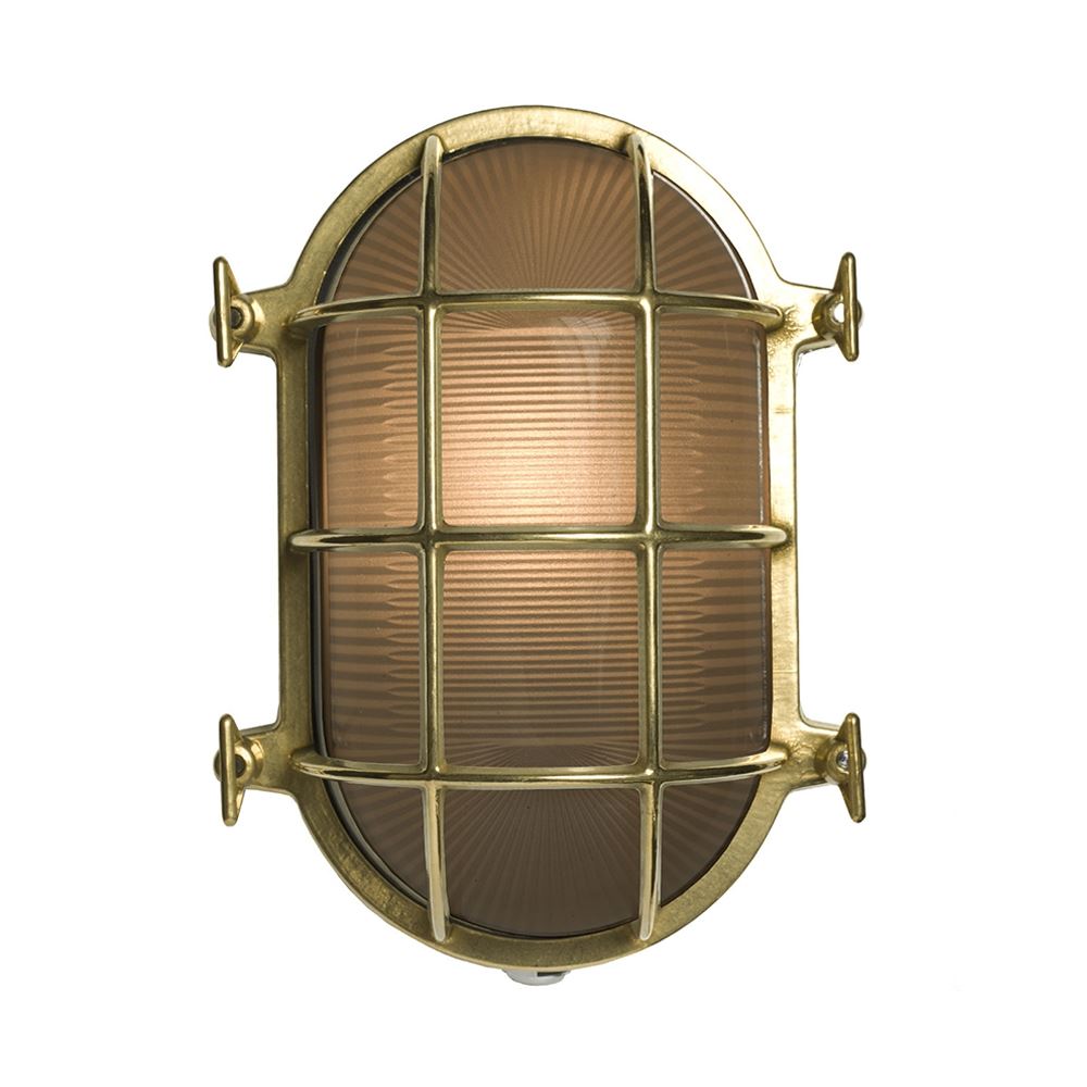 Davey Brass Oval Bulkhead Large Polished Brass Wall Lighting Brassgold