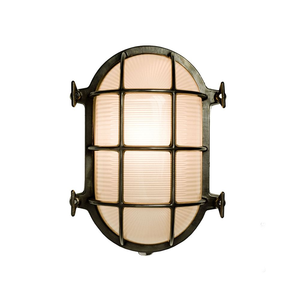 Davey Brass Oval Bulkhead Medium Weathered Brass Wall Lighting Bronze