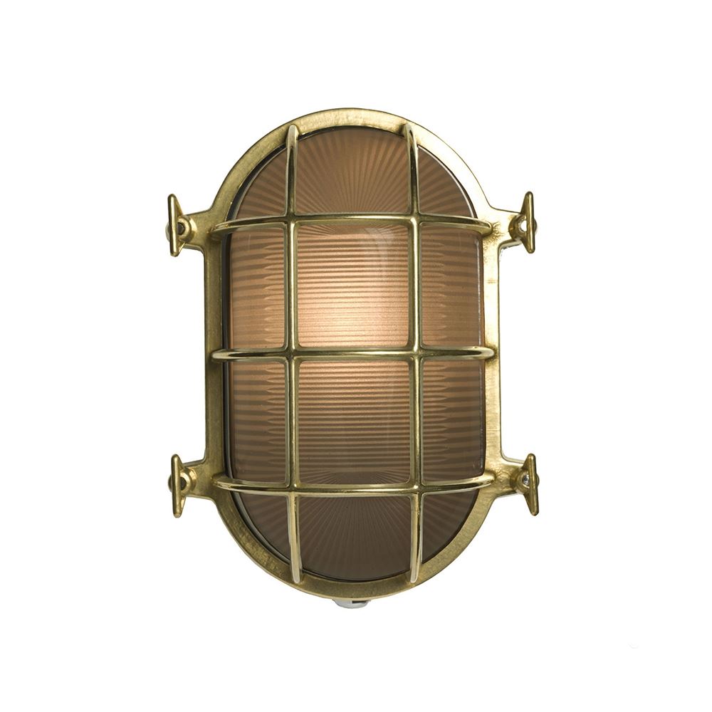 Davey Brass Oval Bulkhead Medium Polished Brass Wall Lighting Brassgold