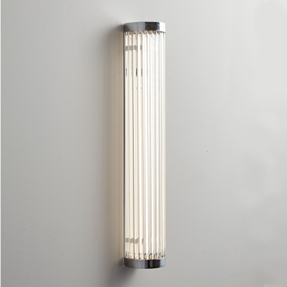 Davey Extra Narrow Pillar Light Ip44 Led Large Chrome Bathroom Lighting Silver