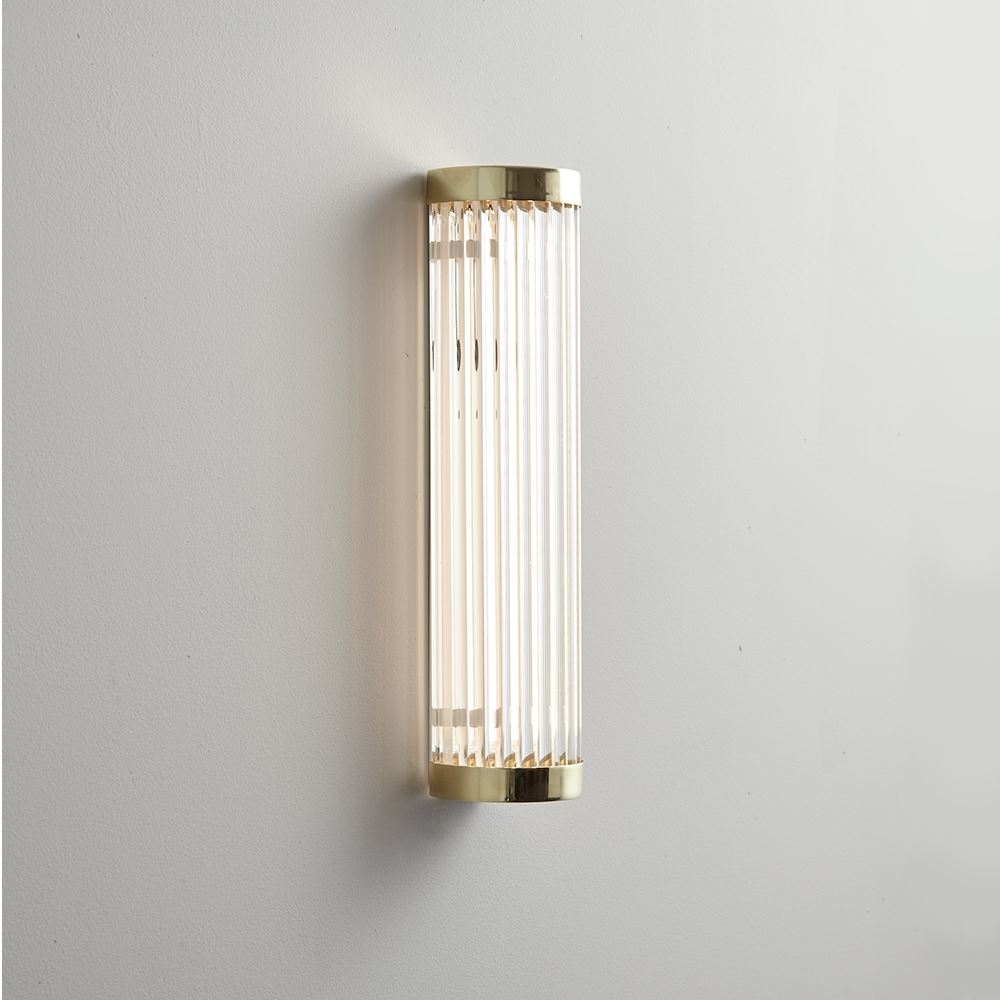Davey Extra Narrow Pillar Light Ip44 Led Small Polished Brass Bathroom Lighting Brassgold