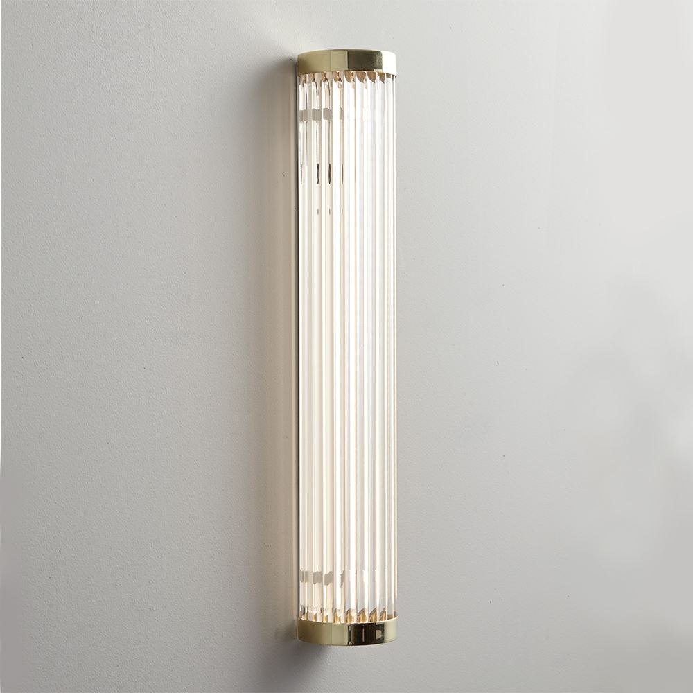 Davey Extra Narrow Pillar Light Ip44 Led Large Polished Brass Bathroom Lighting Brassgold