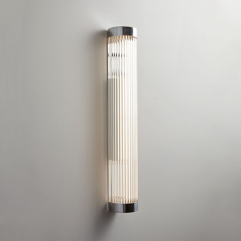 Davey Narrow Bathroom Pillar Light Ip44 Led Large Polished Chrome Bathroom Lighting Silver