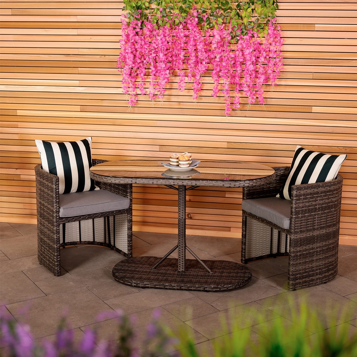 Charles Bentley St Tropez Rattan Bistro Set Grey