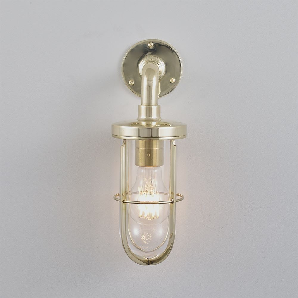 Ships Well Glass Wall Light Polished Brass Clear