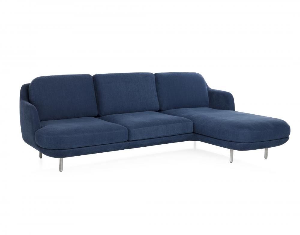 Lune Sofa 3 Seater With Left Chaise Longue Indigo Black Coloured Oak Legs