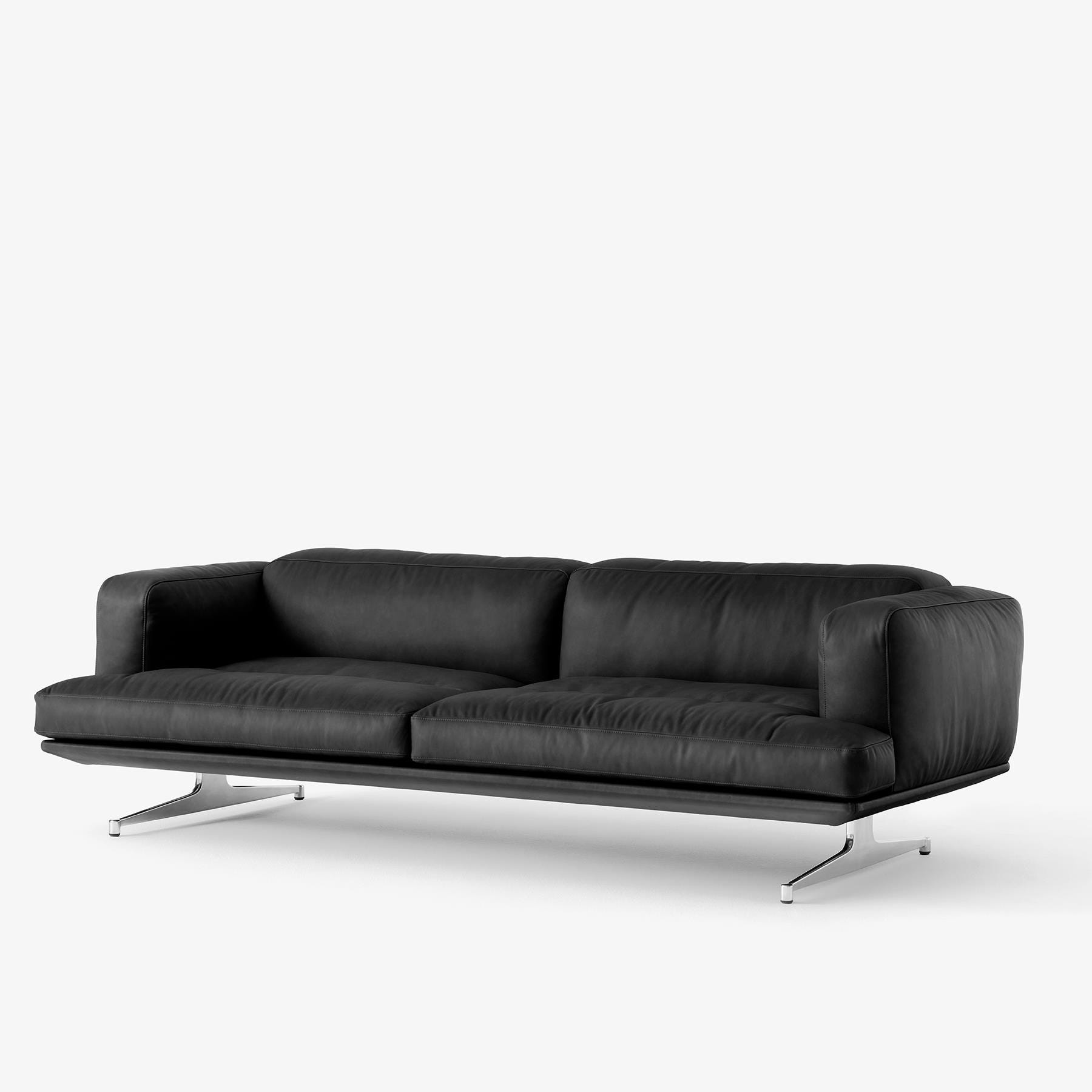 Tradition Inland Av23 Sofa Noble Aniline Leather Black Polished Aluminium Black Designer Furniture From Holloways Of Ludlow