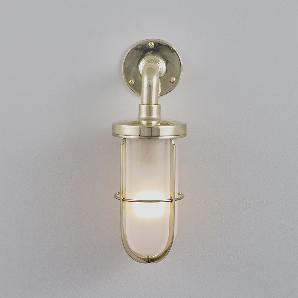 Ships Well Glass Wall Light Polished Brass Frosted