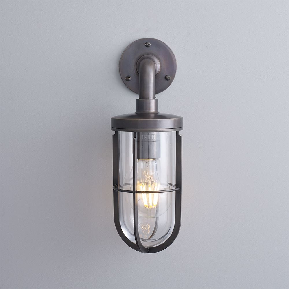 Davey Ships Well Glass Wall Light Weathered Brass Clear Outdoor Lighting Outdoor Lighting Bronze