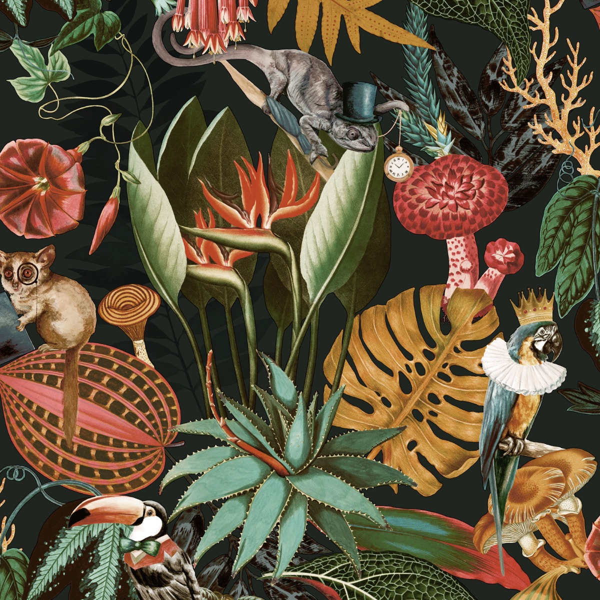 Holden Decor Wonderland Black Wallpaper 10m x 53cm, Black