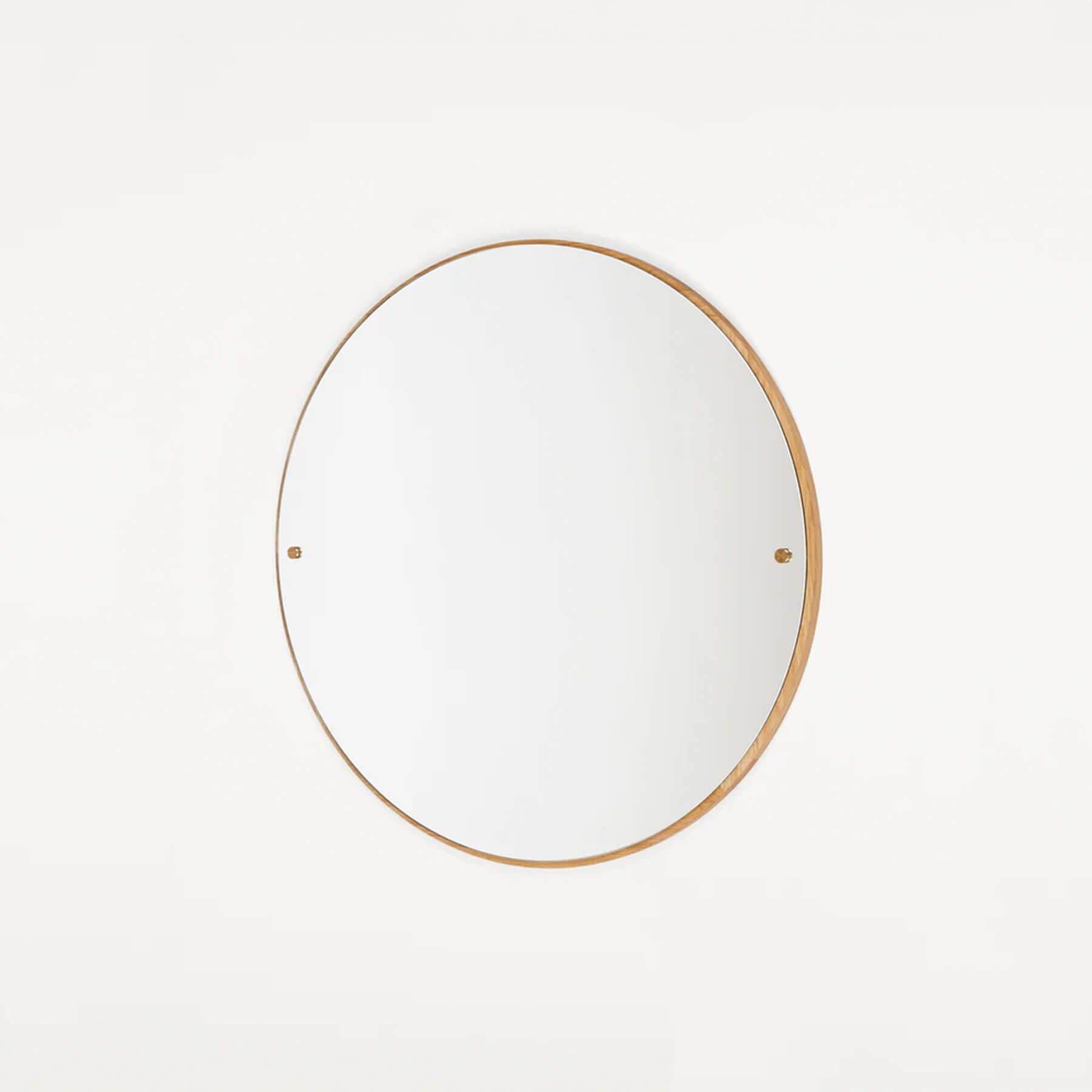 Frama Circle Mirror Small Oak Frame With Brass Fasteners Light Wood