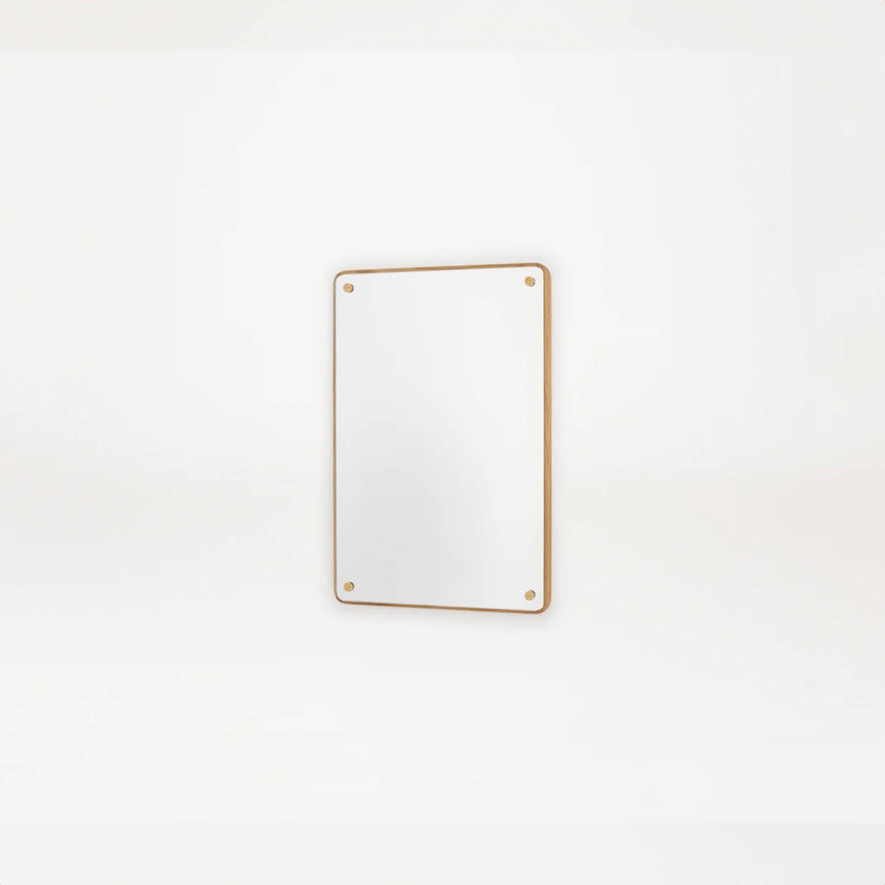 Frama Rectangular Mirror Small Oak Frame With Brass Fasteners Light Wood