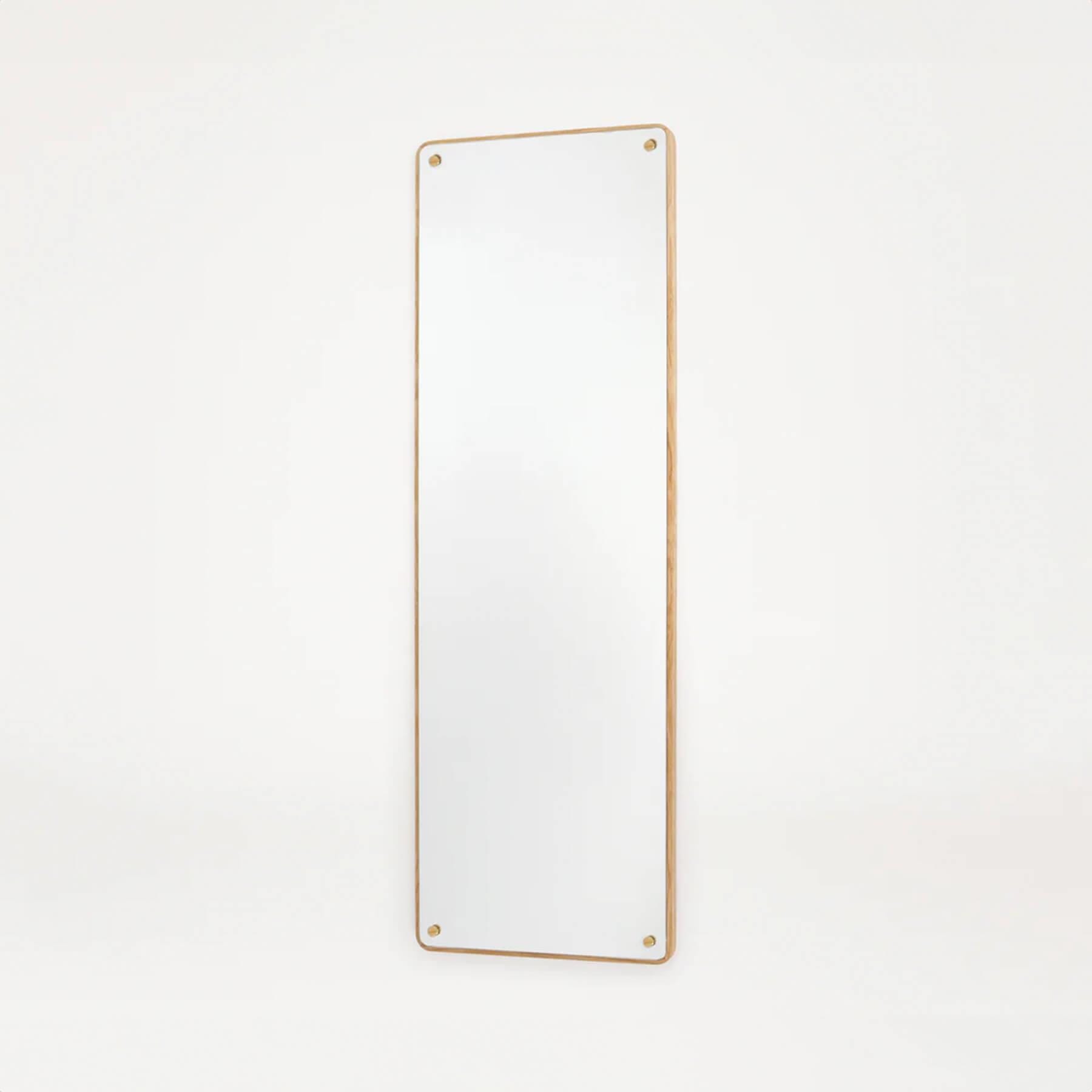 Frama Rectangular Mirror Large Oak Frame With Brass Fasteners Light Wood