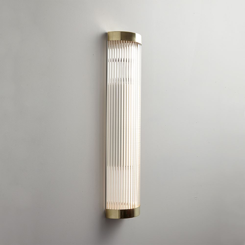 Davey Wide Bathroom Pillar Light Ip44 Led Large Polished Brass Bathroom Lighting Brassgold