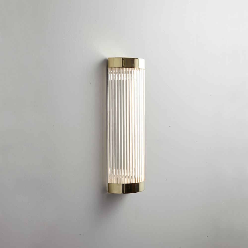 Davey Wide Bathroom Pillar Light Ip44 Led Small Polished Brass Bathroom Lighting Brassgold
