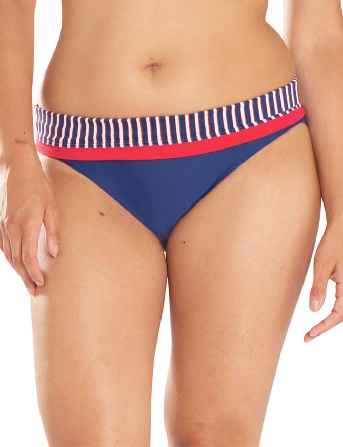 Make a splash in this stunning new range by Curvy Kate! The Ahoy range embraces a stunning, nautical inspired print and pairs it with chic, feminine styling and comfortable and contemporary fit and feel, to bring you the ultimate essential for your swimwear collection!  On trend and super sexy, nautical inspired print! Popping colours for added wow-factor! Chic and sophisticated, feminine design Popular fold-over style brief for individuality Comfortable and contemporary fit and feel Offers moderate rear coverage! Composition of shell: 80% Nylon &pipe; 20% Lycra Composition of lining: 91% Nylon &pipe; 9% Elastane  Listed in UK sizes  28436-53323-658277 CS4725 Fold-Over Bikini Brief