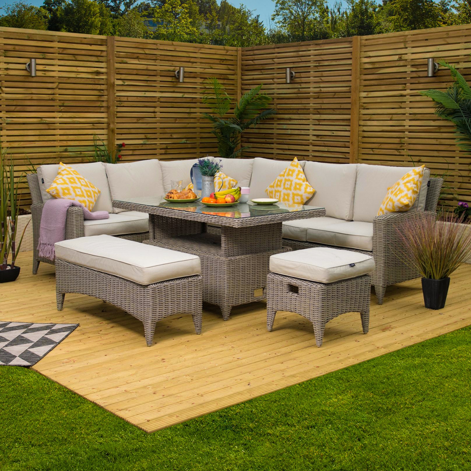 Bracken Outdoors Venice Corner Rattan Outdoor Sofa Set with Adjustable Table