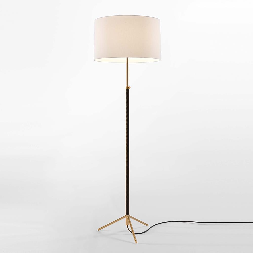 Pie De Salon G2 Floor Light Basestem Polished Brass White Linen