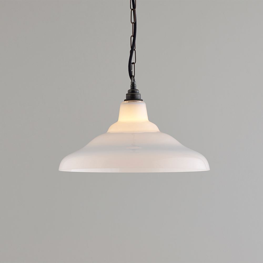 Davey Glass School Pendant Size 2 Opal And Weathered Brass White Designer Pendant Lighting