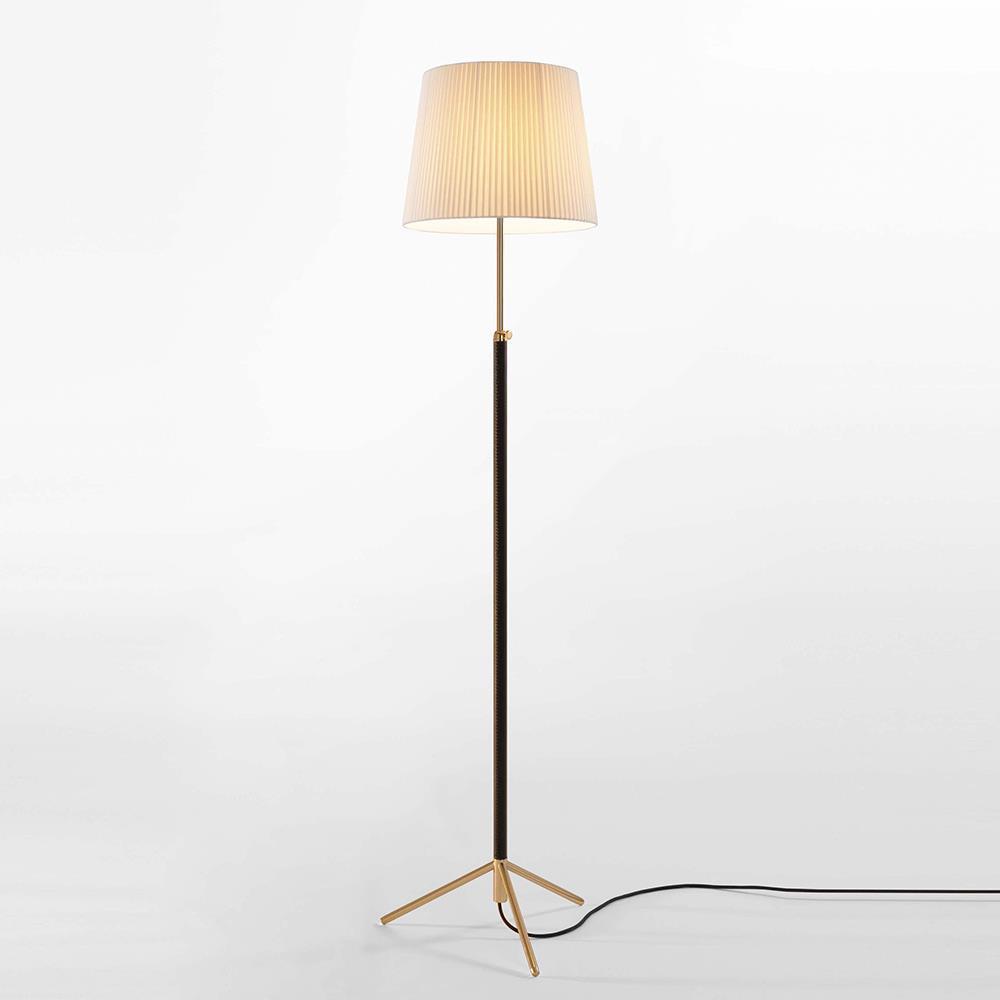 Pie De Salon G3 Floor Light Basestem Polished Brass Natural Ribbon