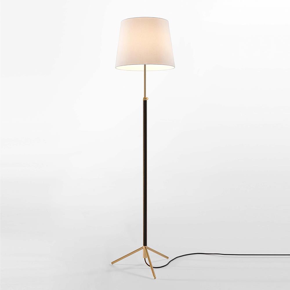 Pie De Salon G3 Floor Light Basestem Polished Brass White Linen