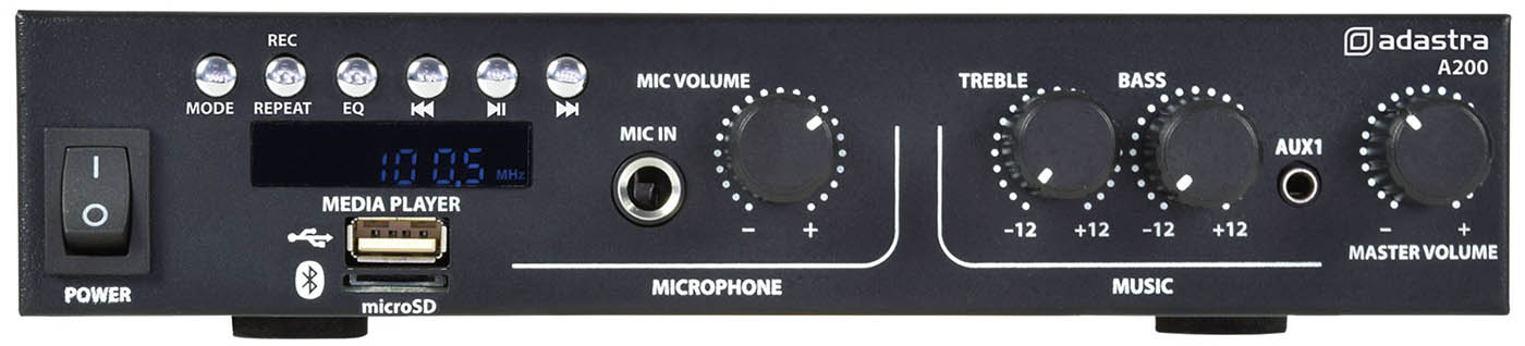 Adastra A200 Compact Mixer Amplifier 2 x 100W with SD, FM, USB & Bluetooth