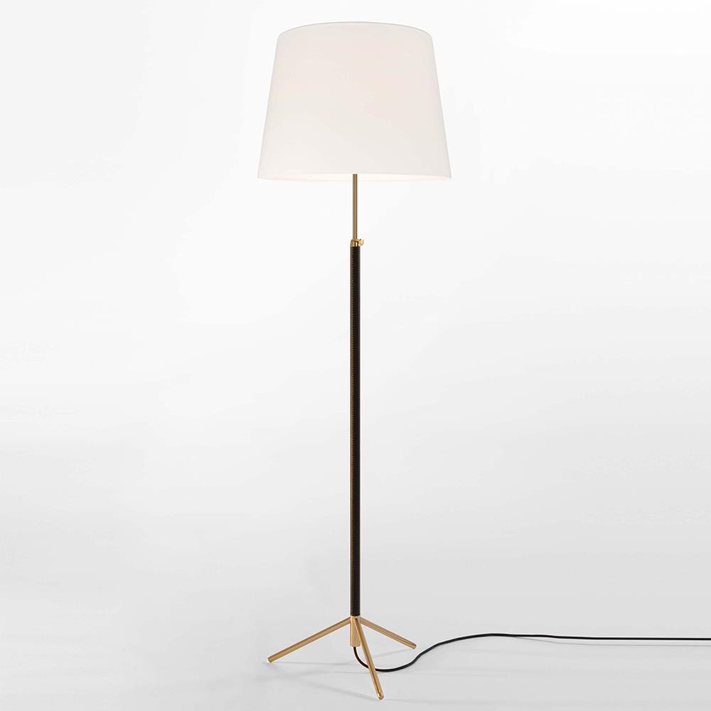 Pie De Salon G1 Floor Light Basestem Polished Brass White Linen