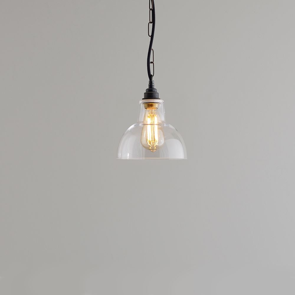 Davey Glass York Pendant Size 1 Clear And Weathered Brass Designer Pendant Lighting
