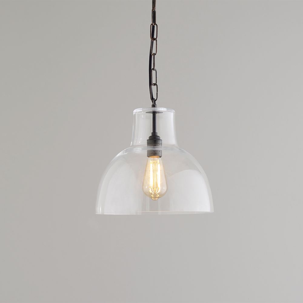 Davey Glass York Pendant Size 2 Clear And Weathered Brass Designer Pendant Lighting