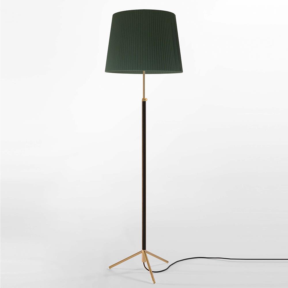 Pie De Salon G1 Floor Light Basestem Polished Brass Green Raw Color Ribbon