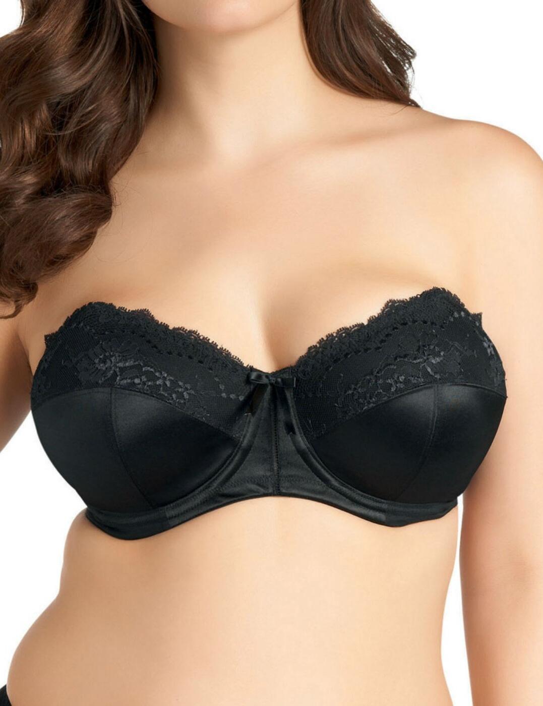 The Elomi Maria Strapless Bra is made from an extra firm one way stretch 'leno back fabric for maximum anchorage and support. This bra is all about giving you the right support a strapless bra should! With a banded 3-piece cup with inner bone, rigid satin simplex bottom cups and a wide underarm ,and underband elastic with no slip 'stay 4 sure' patented silicone coating, this is the perfect strapless bra. The Elomi Maria strapless bra can be worn in multiple ways as it comes with narrow detachable straps and a choice of two strap fastening positions in the cup and at the back giving a wide choice of multiway strap fitting options. Decorated in satin fabric with lace on the top of the cups the Maria range is perfect for bridal or occasion wear. With a 3 row 4 hook and eyes, and ranging from back sizes 34-48 and cups sizes DD-HH. 13989-22224-209381 8500 Strapless Bra