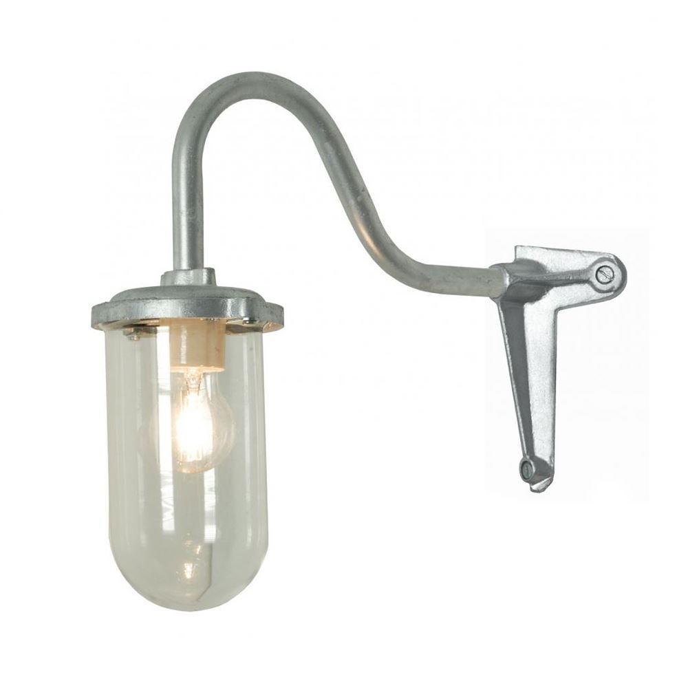 Davey Large Galvanised Steel Stable Light Galvanised With Corner Fork Clear Outdoor Lighting Outdoor Lighting Silver