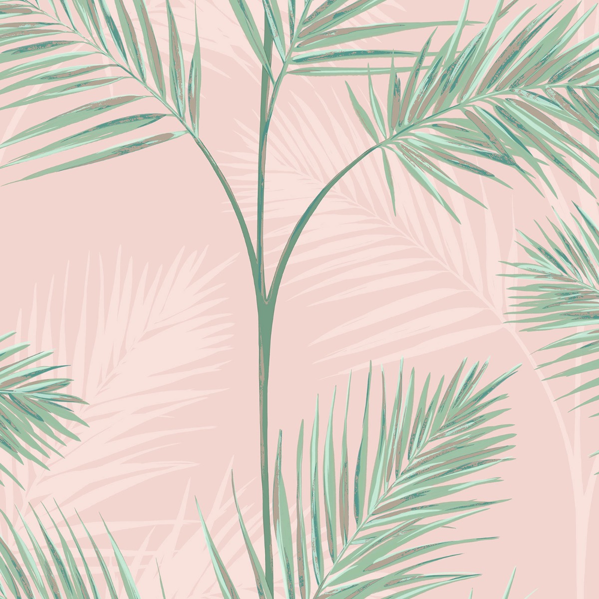 Fine Decor Fine Décor South Beach Palm Leaf Wallpaper Pink Tropical, Pink