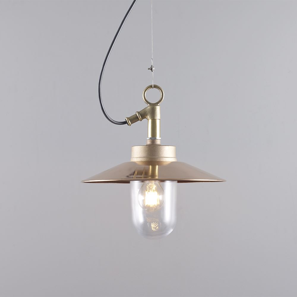 Davey Well Glass Pendant With Visor Gunmetal Ip44 Clear Copper Designer Pendant Lighting