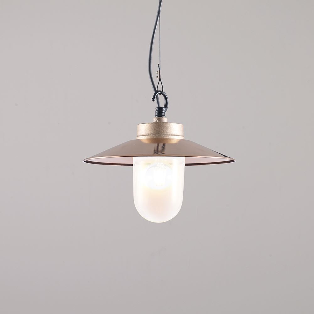 Davey Well Glass Pendant With Visor Gunmetal Standard Frosted Copper Designer Pendant Lighting