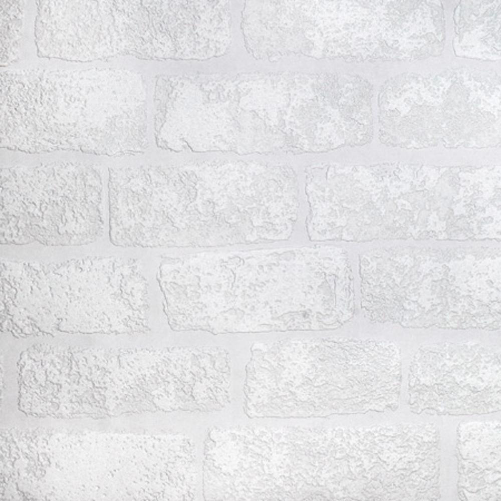Paintable Wallpaper 3D Brick Effect Luxury Textured Vinyl Lincolnshire Anaglypta, White