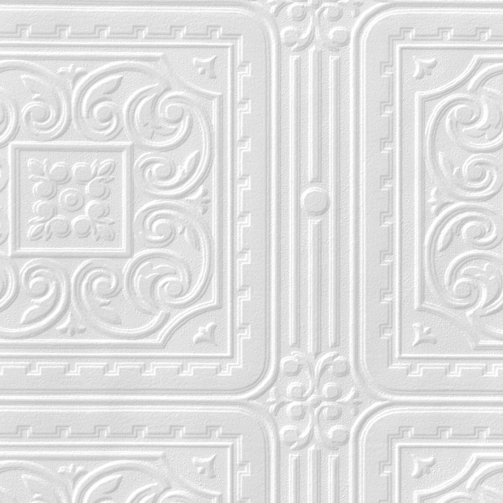 Paintable Wallpaper Luxury Textured Vinyl Embossed Turner Tile Anaglypta, White