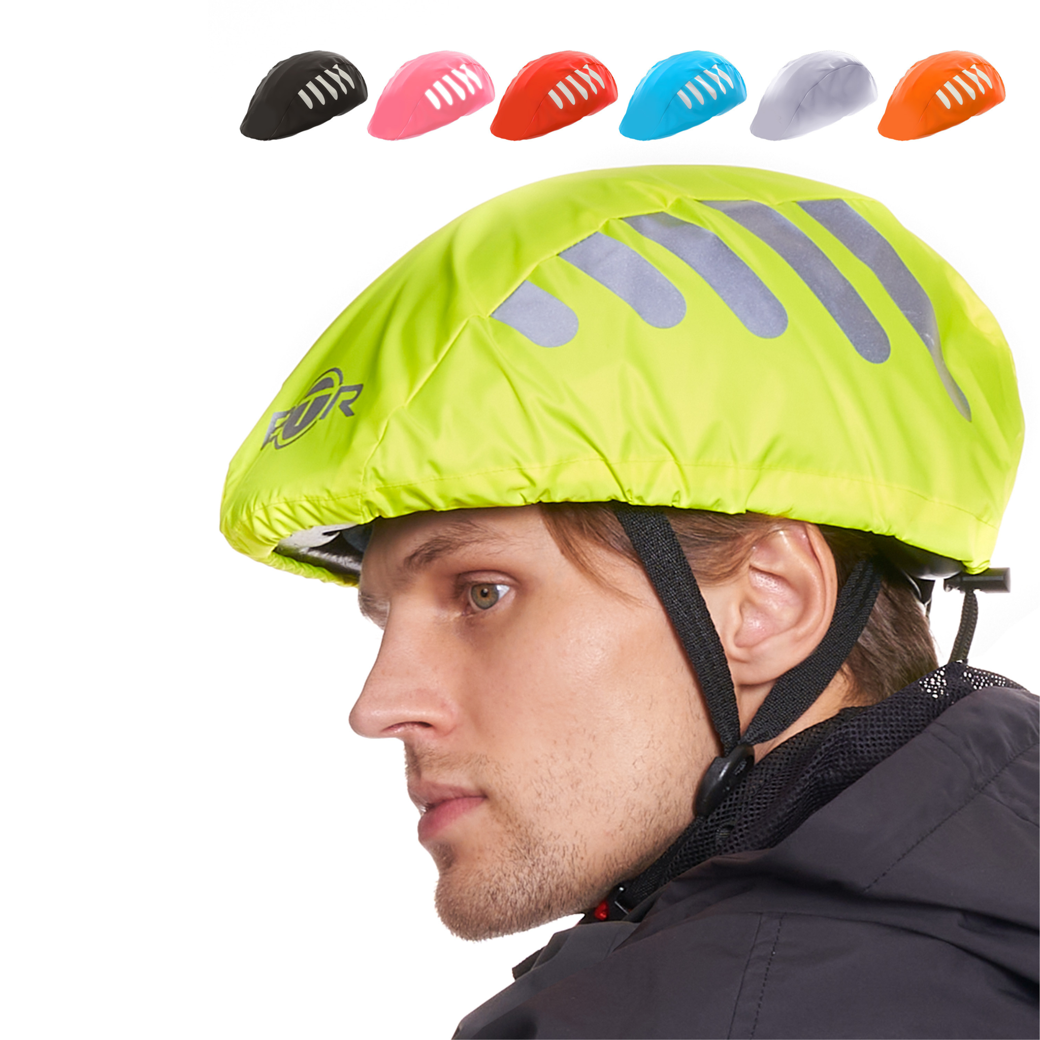 Image of BTR Bicycle High Visibility Waterproof Bike Helmet Cover. High Viz