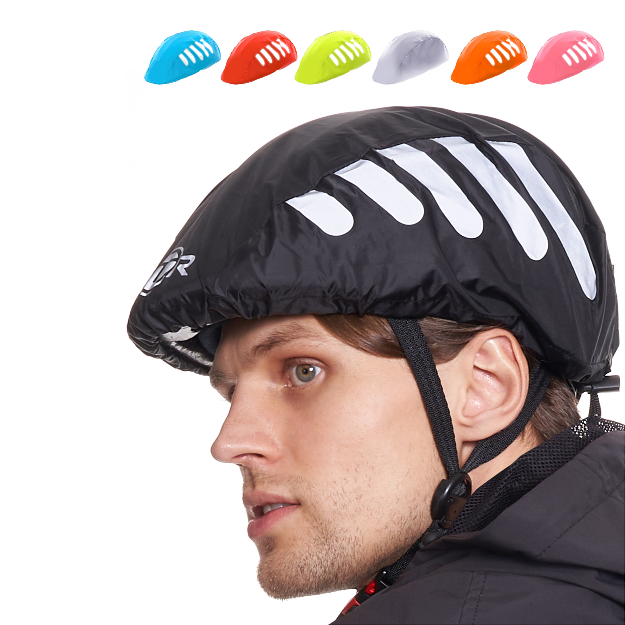 Image of BTR Bicycle High Visibility Waterproof Bike Helmet Cover. High Viz