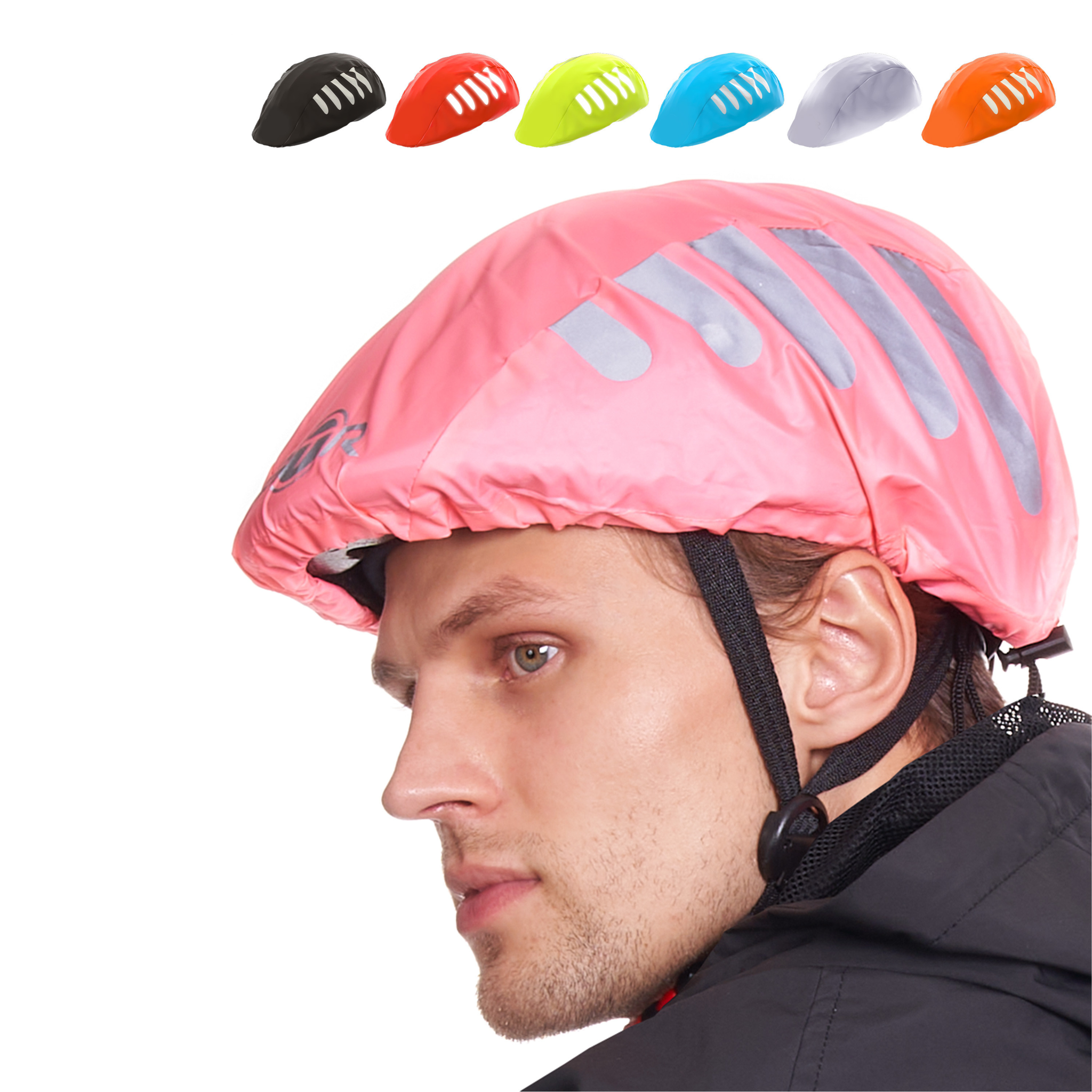 Image of BTR Bicycle High Visibility Waterproof Bike Helmet Cover. High Viz
