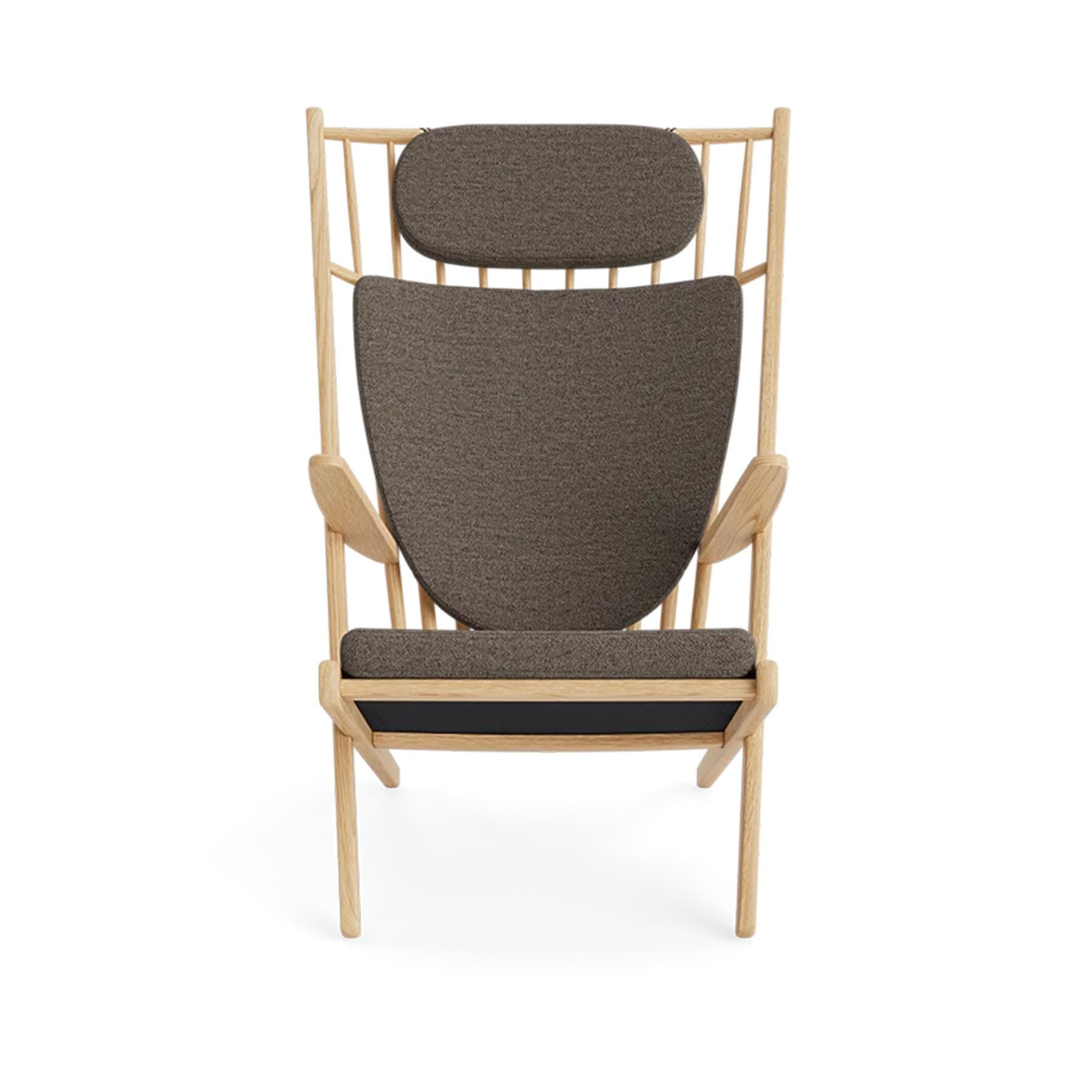 Make Nordic Goliat Armchair Oak Nature Boucle Dark Taupe 10 Grey Designer Furniture From Holloways Of Ludlow