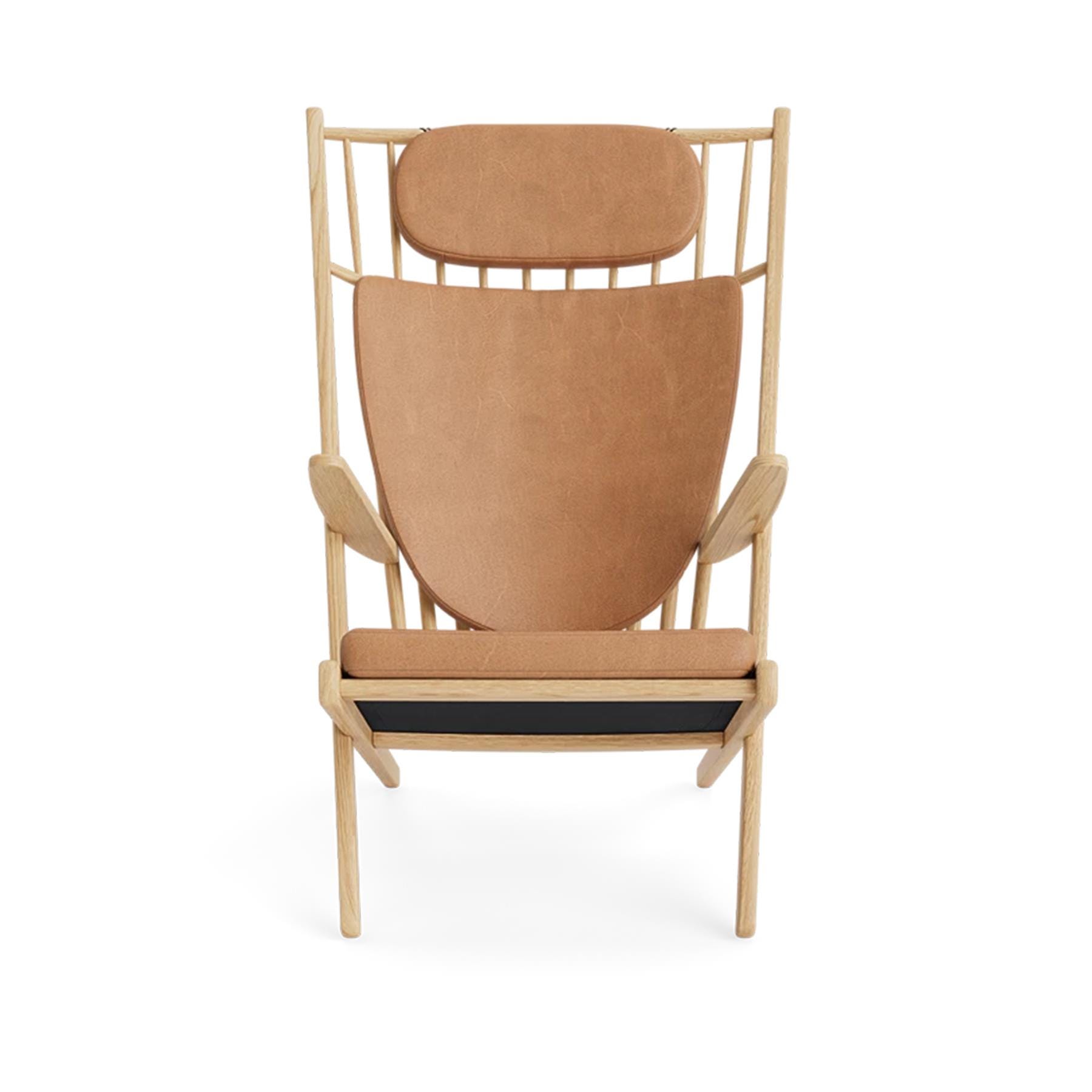 Make Nordic Goliat Armchair Oak Dunes Leather Camel Brown Designer Furniture From Holloways Of Ludlow